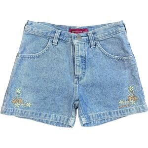 Genuine Girl Y2K Floral Embroidered Hi-Waisted Denim Shorts